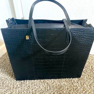 Beis - The Work Tote in Black Croc